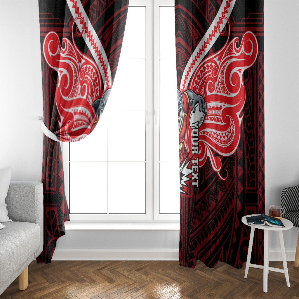 Custom Dolphins Window Curtain Dolphin Warrior Polynesia Islander Rugby Mascot