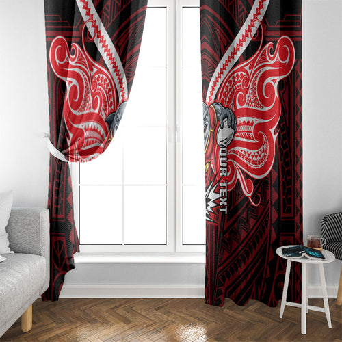Custom Dolphins Window Curtain Dolphin Warrior Polynesia Islander Rugby Mascot