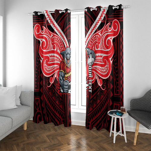 Custom Dolphins Window Curtain Dolphin Warrior Polynesia Islander Rugby Mascot