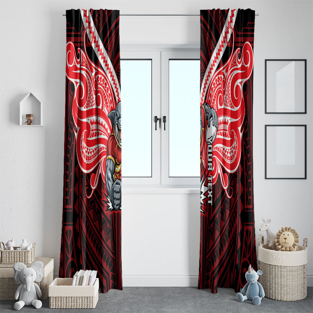 Custom Dolphins Window Curtain Dolphin Warrior Polynesia Islander Rugby Mascot