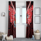 Custom Dolphins Window Curtain Dolphin Warrior Polynesia Islander Rugby Mascot