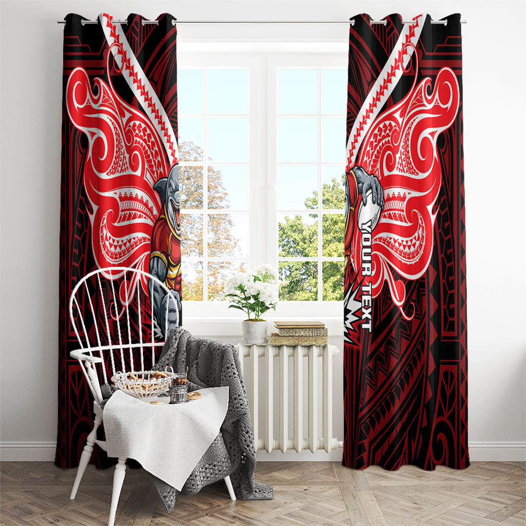 Custom Dolphins Window Curtain Dolphin Warrior Polynesia Islander Rugby Mascot