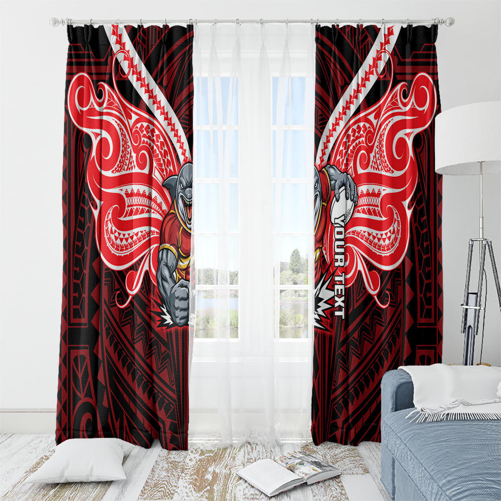 Custom Dolphins Window Curtain Dolphin Warrior Polynesia Islander Rugby Mascot