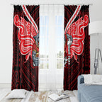 Custom Dolphins Window Curtain Dolphin Warrior Polynesia Islander Rugby Mascot