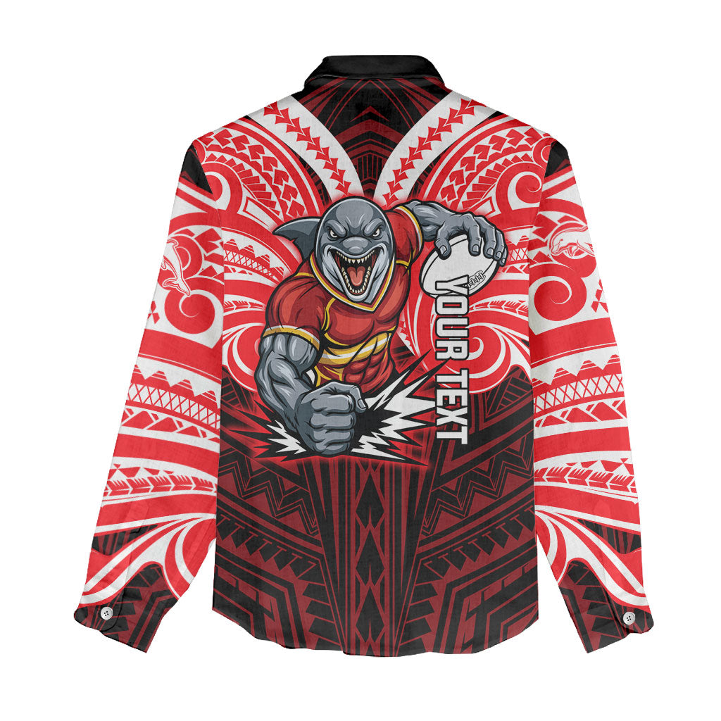 Custom Dolphins Women Casual Shirt Dolphin Warrior Polynesia Islander Rugby Mascot