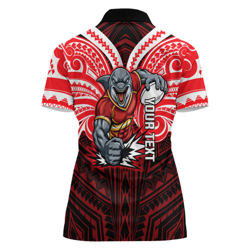 Custom Dolphins Women Polo Shirt Dolphin Warrior Polynesia Islander Rugby Mascot