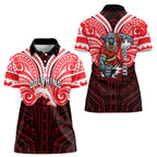 Custom Dolphins Women Polo Shirt Dolphin Warrior Polynesia Islander Rugby Mascot