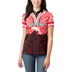 Custom Dolphins Women Polo Shirt Dolphin Warrior Polynesia Islander Rugby Mascot