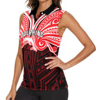 Custom Dolphins Women Sleeveless Polo Shirt Dolphin Warrior Polynesia Islander Rugby Mascot
