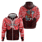Custom Dolphins Zip Hoodie Dolphin Warrior Polynesia Islander Rugby Mascot