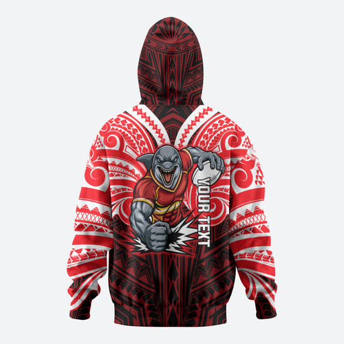 Custom Dolphins Zip Hoodie Dolphin Warrior Polynesia Islander Rugby Mascot