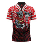 Custom Dolphins Zipper Polo Shirt Dolphin Warrior Polynesia Islander Rugby Mascot