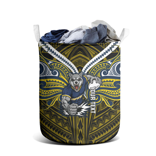 Custom North Queensland Cowboys Laundry Basket Bull Warrior Polynesia Islander Rugby Mascot