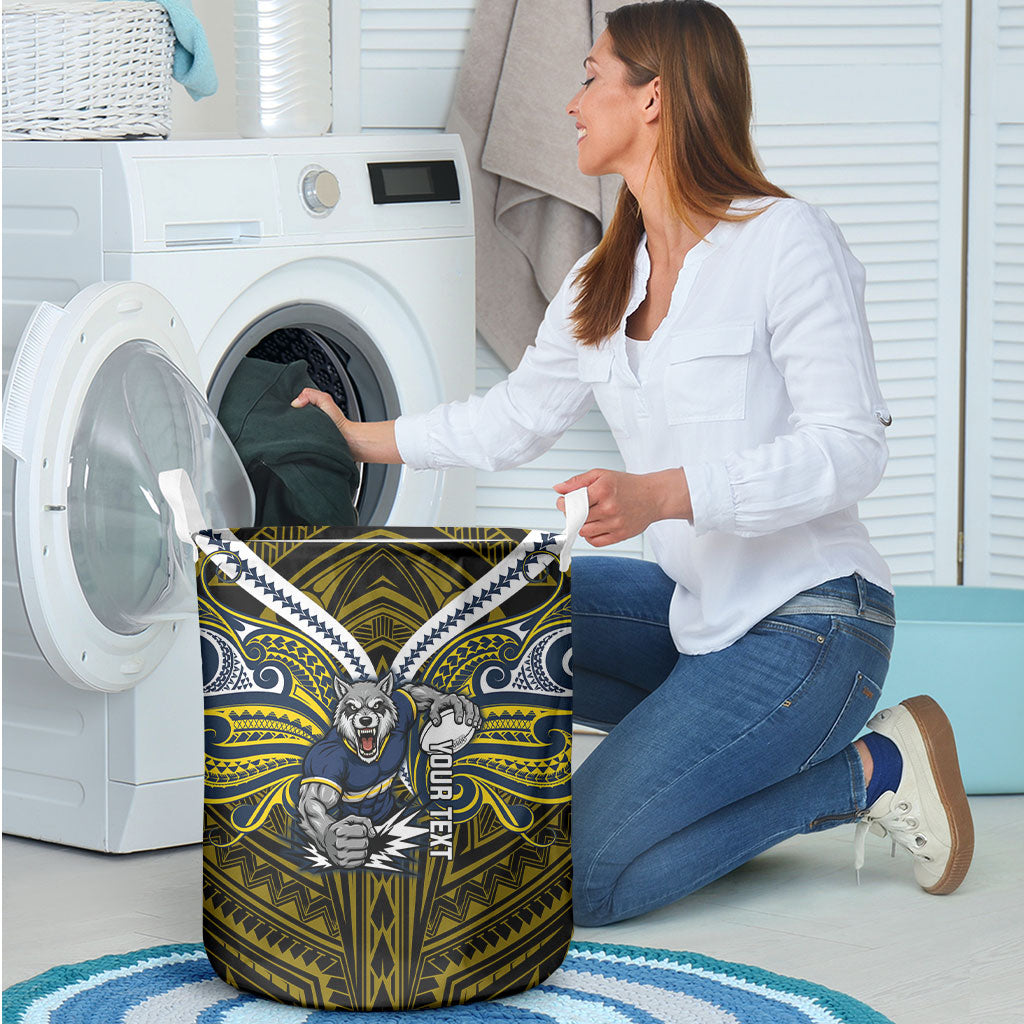 Custom North Queensland Cowboys Laundry Basket Bull Warrior Polynesia Islander Rugby Mascot