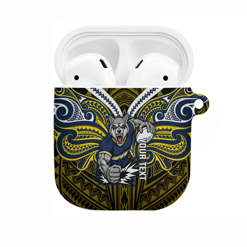 Custom North Queensland Cowboys AirPods Case Bull Warrior Polynesia Islander Rugby Mascot