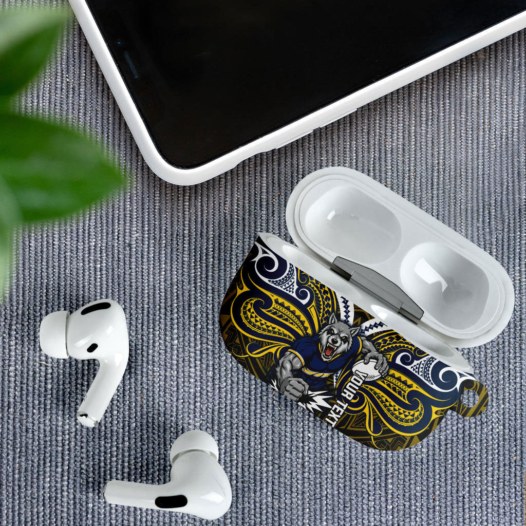 Custom North Queensland Cowboys AirPods Case Bull Warrior Polynesia Islander Rugby Mascot