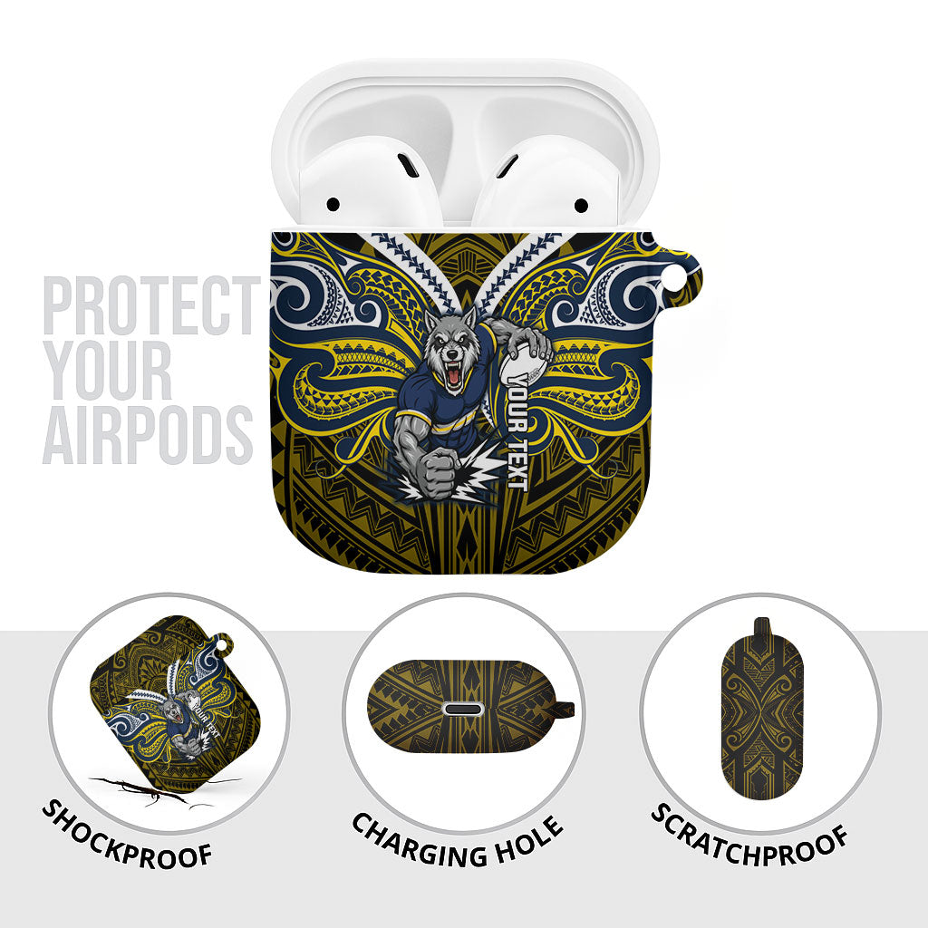 Custom North Queensland Cowboys AirPods Case Bull Warrior Polynesia Islander Rugby Mascot