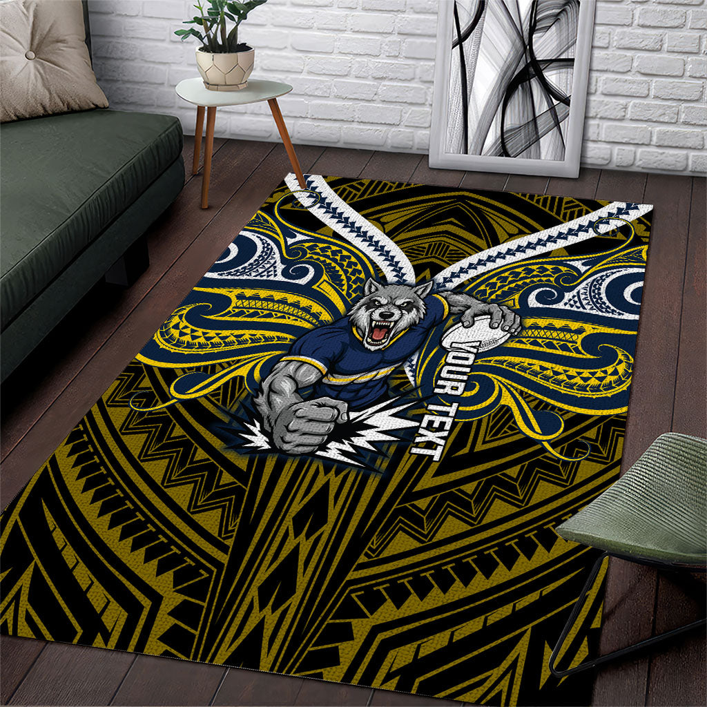 Custom North Queensland Cowboys Area Rug Bull Warrior Polynesia Islander Rugby Mascot