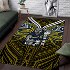 Custom North Queensland Cowboys Area Rug Bull Warrior Polynesia Islander Rugby Mascot