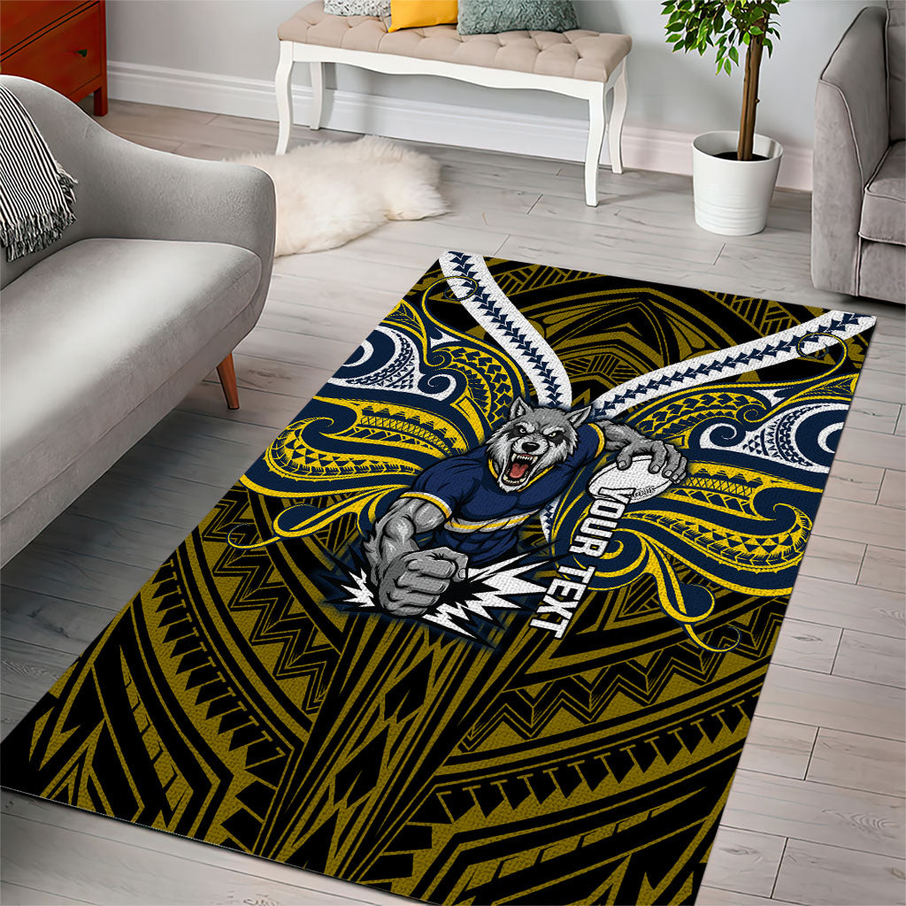 Custom North Queensland Cowboys Area Rug Bull Warrior Polynesia Islander Rugby Mascot