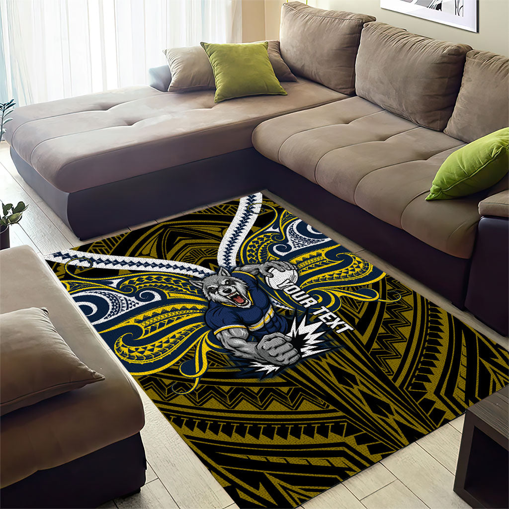 Custom North Queensland Cowboys Area Rug Bull Warrior Polynesia Islander Rugby Mascot
