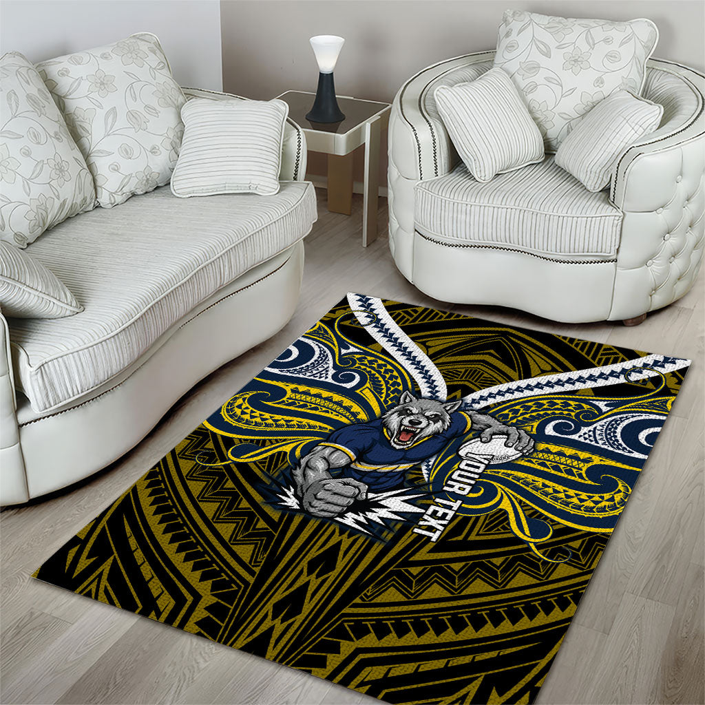 Custom North Queensland Cowboys Area Rug Bull Warrior Polynesia Islander Rugby Mascot