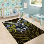 Custom North Queensland Cowboys Area Rug Bull Warrior Polynesia Islander Rugby Mascot