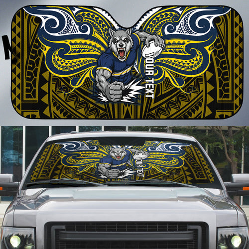 Custom North Queensland Cowboys Auto Sun Shade Bull Warrior Polynesia Islander Rugby Mascot