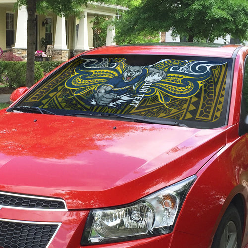 Custom North Queensland Cowboys Auto Sun Shade Bull Warrior Polynesia Islander Rugby Mascot