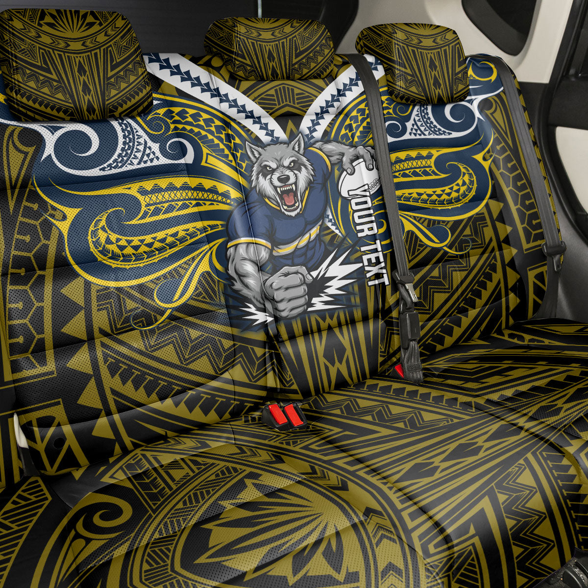 Custom North Queensland Cowboys Back Car Seat Cover Bull Warrior Polynesia Islander Rugby Mascot