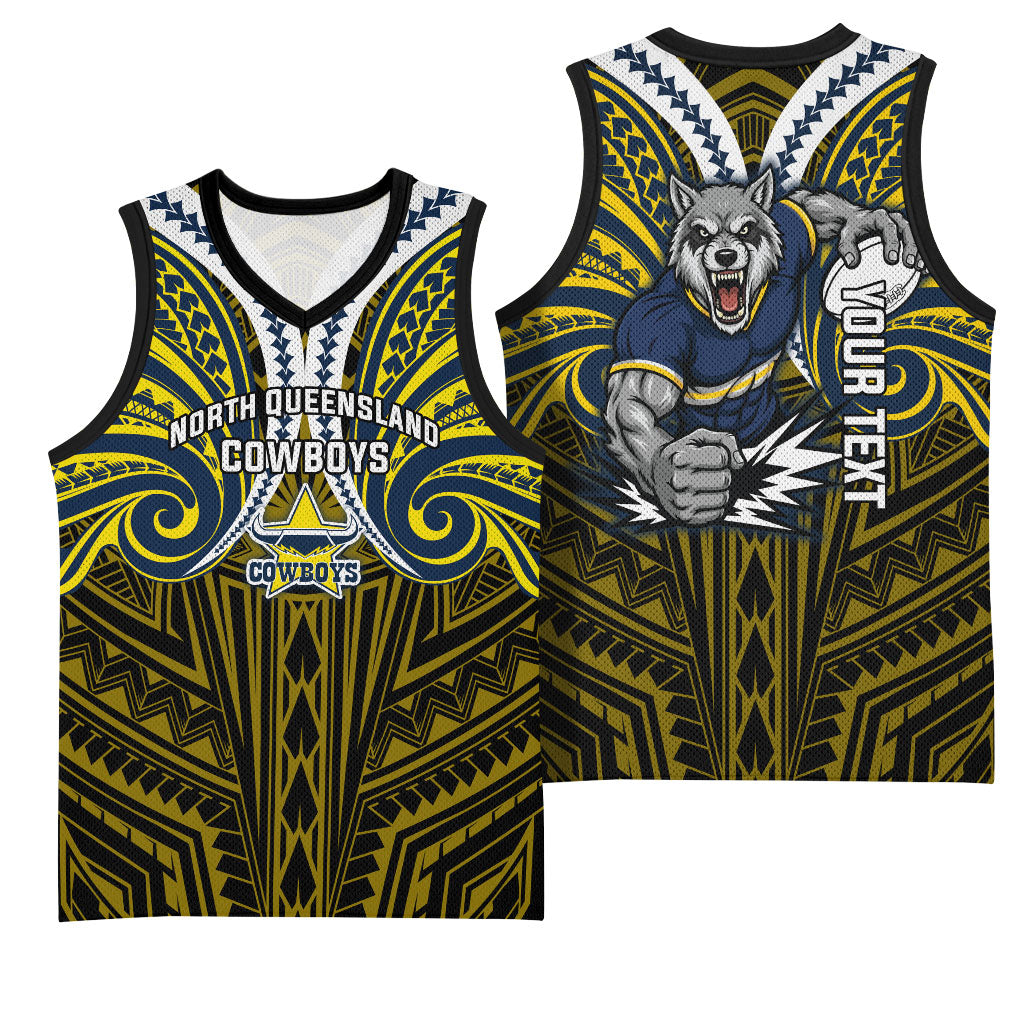 Custom North Queensland Cowboys Basketball Jersey Bull Warrior Polynesia Islander Rugby Mascot