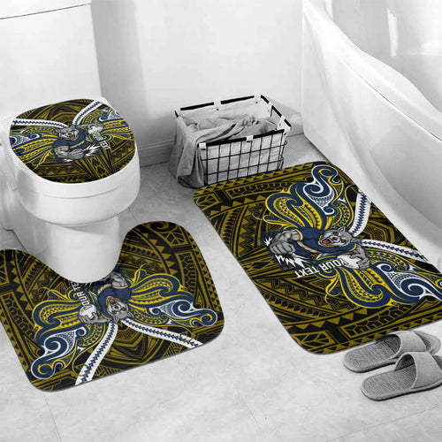 Custom North Queensland Cowboys Bathroom Set Bull Warrior Polynesia Islander Rugby Mascot