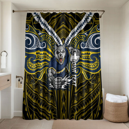 Custom North Queensland Cowboys Bathroom Set Bull Warrior Polynesia Islander Rugby Mascot