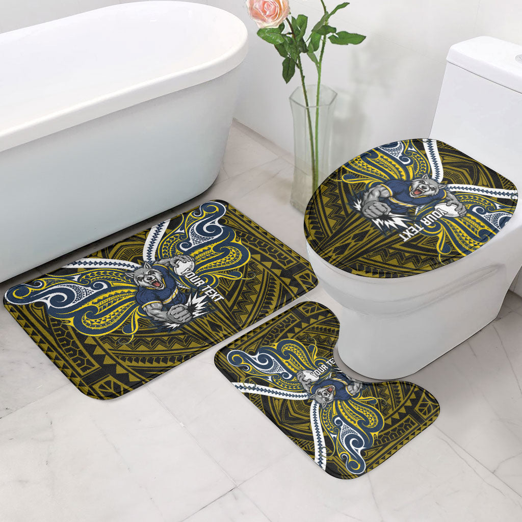 Custom North Queensland Cowboys Bathroom Set Bull Warrior Polynesia Islander Rugby Mascot