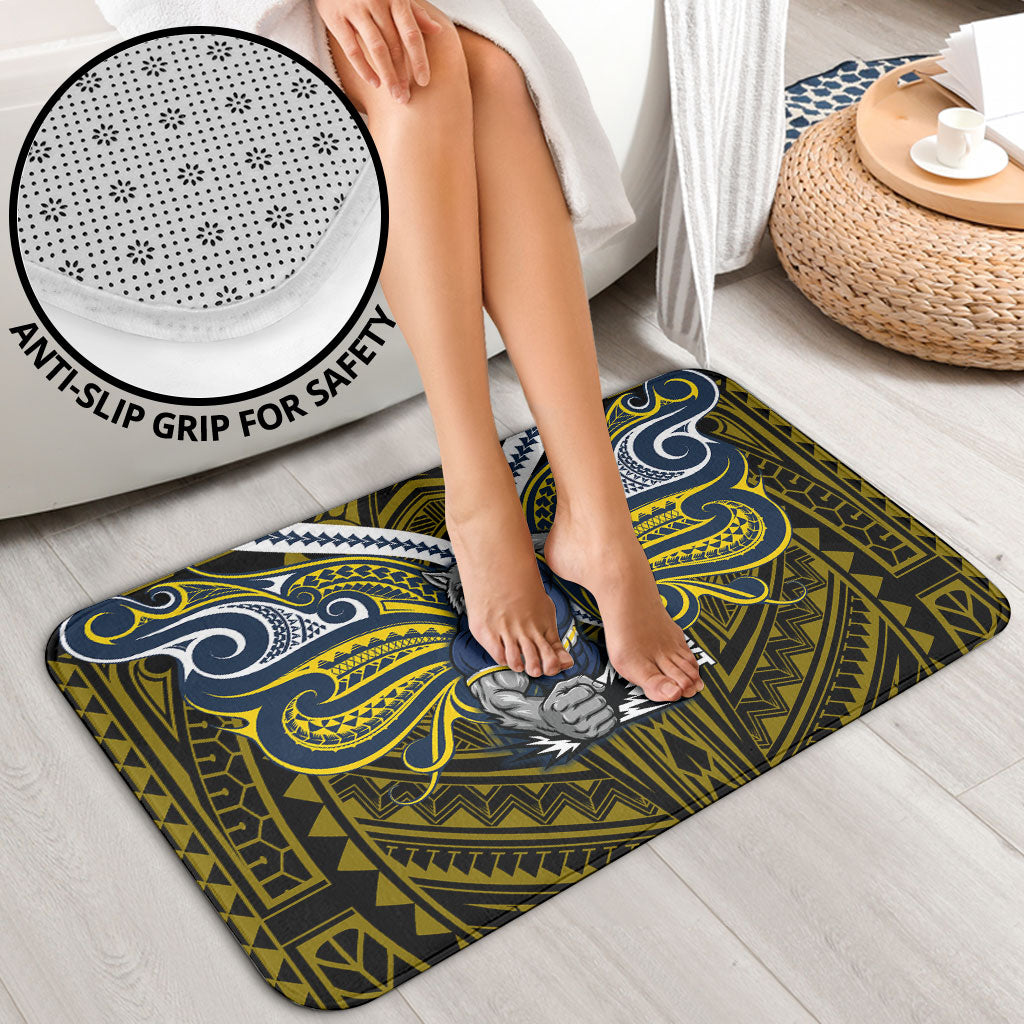 Custom North Queensland Cowboys Bathroom Set Bull Warrior Polynesia Islander Rugby Mascot