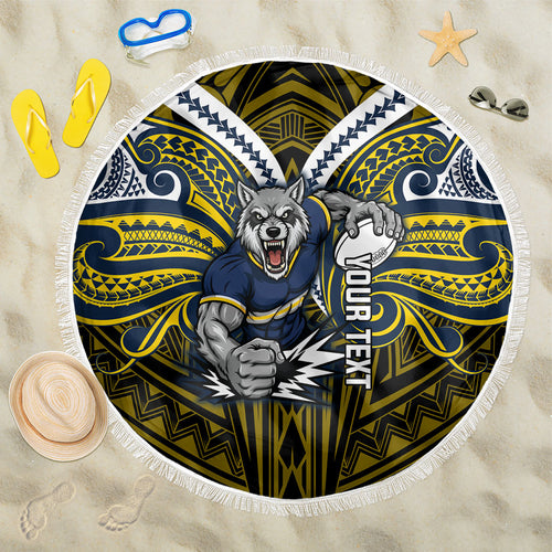 Custom North Queensland Cowboys Beach Blanket Bull Warrior Polynesia Islander Rugby Mascot