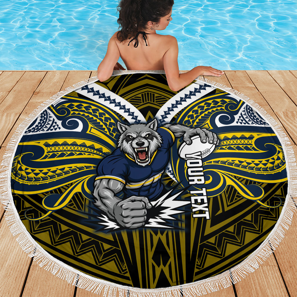 Custom North Queensland Cowboys Beach Blanket Bull Warrior Polynesia Islander Rugby Mascot