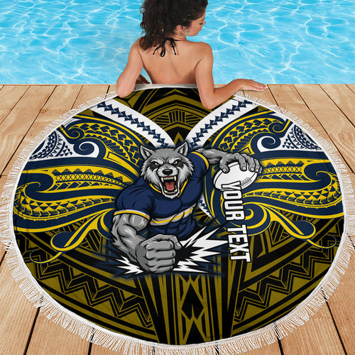 Custom North Queensland Cowboys Beach Blanket Bull Warrior Polynesia Islander Rugby Mascot