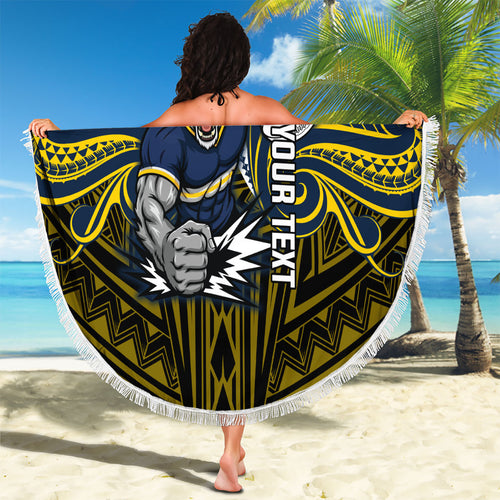 Custom North Queensland Cowboys Beach Blanket Bull Warrior Polynesia Islander Rugby Mascot
