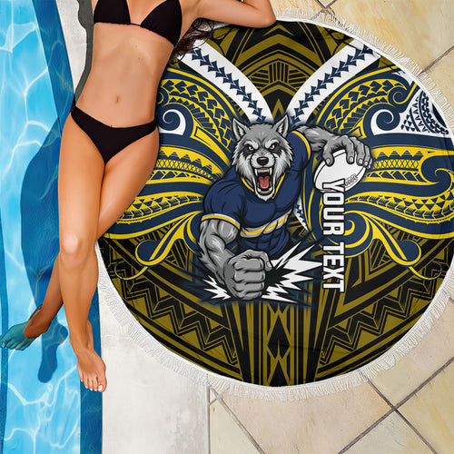 Custom North Queensland Cowboys Beach Blanket Bull Warrior Polynesia Islander Rugby Mascot