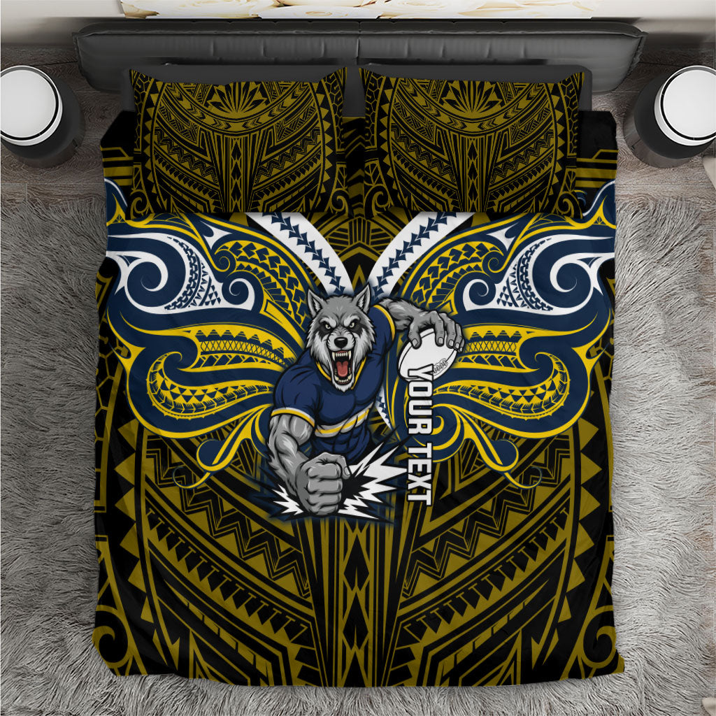 Custom North Queensland Cowboys Bedding Set Bull Warrior Polynesia Islander Rugby Mascot