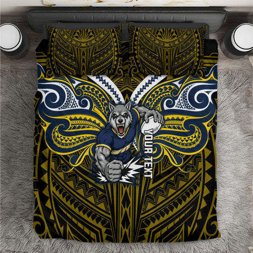 Custom North Queensland Cowboys Bedding Set Bull Warrior Polynesia Islander Rugby Mascot