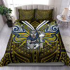 Custom North Queensland Cowboys Bedding Set Bull Warrior Polynesia Islander Rugby Mascot