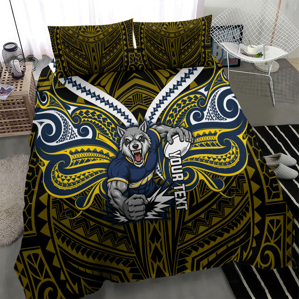 Custom North Queensland Cowboys Bedding Set Bull Warrior Polynesia Islander Rugby Mascot