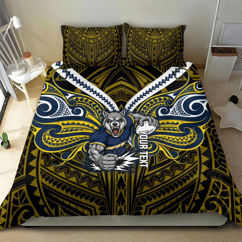 Custom North Queensland Cowboys Bedding Set Bull Warrior Polynesia Islander Rugby Mascot