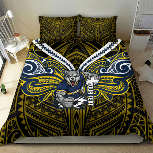 Custom North Queensland Cowboys Bedding Set Bull Warrior Polynesia Islander Rugby Mascot