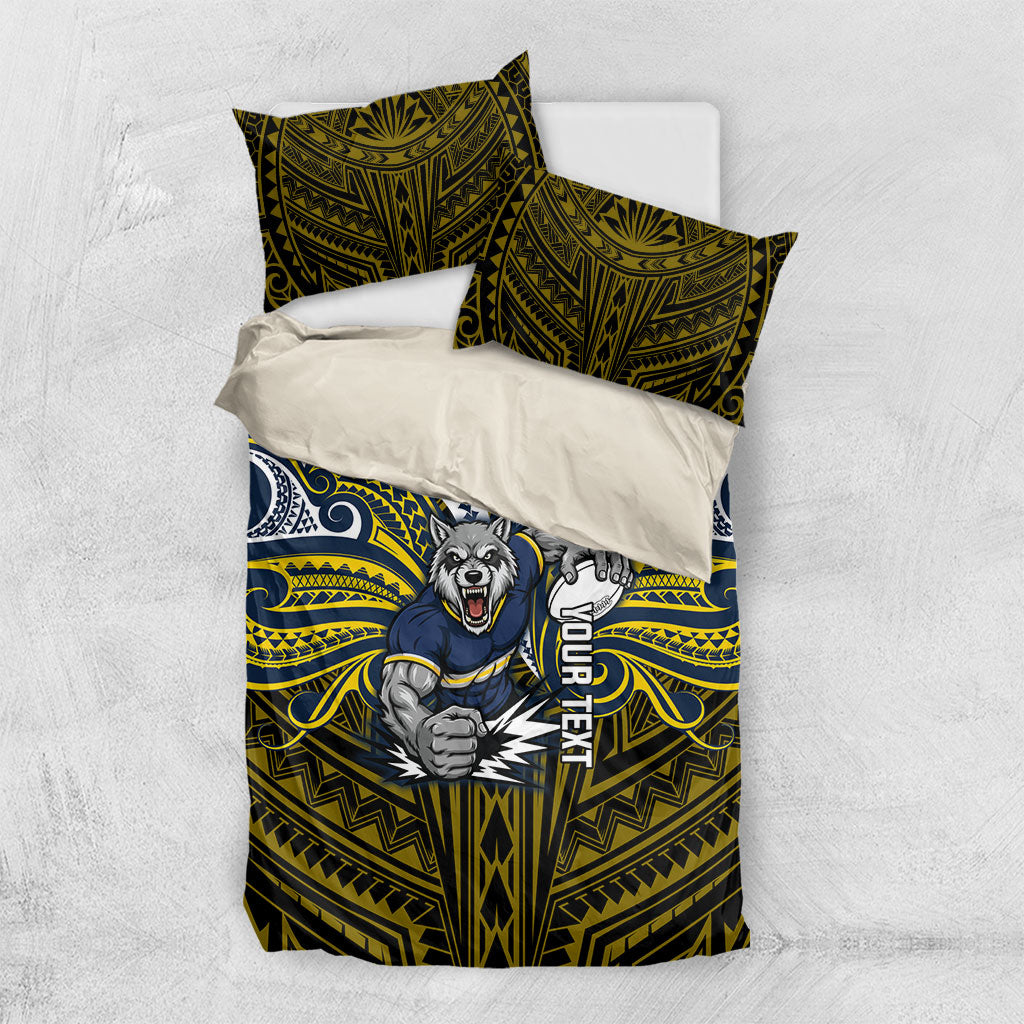 Custom North Queensland Cowboys Bedding Set Bull Warrior Polynesia Islander Rugby Mascot