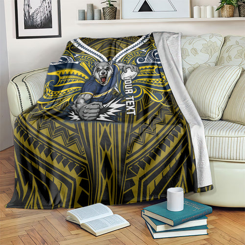 Custom North Queensland Cowboys Blanket Bull Warrior Polynesia Islander Rugby Mascot