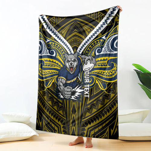 Custom North Queensland Cowboys Blanket Bull Warrior Polynesia Islander Rugby Mascot