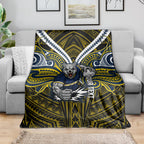 Custom North Queensland Cowboys Blanket Bull Warrior Polynesia Islander Rugby Mascot